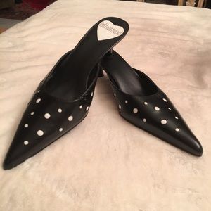 Black Polka Dot Open Back Shoes